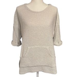 Robert Louis Lightweight Oatmeal Beige 3/4 Sleeve Pullover Sweater Size M